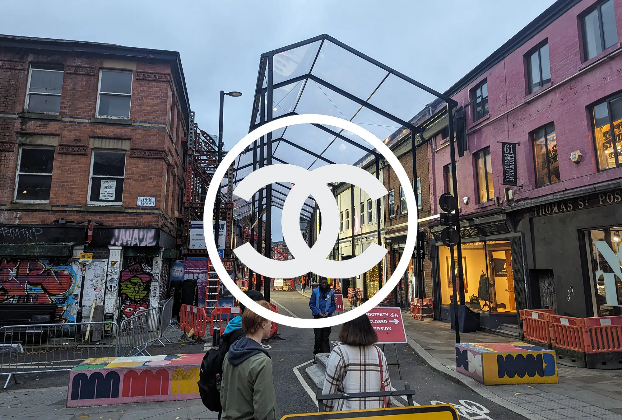 chanel arrives on Thomas Street in Manchester