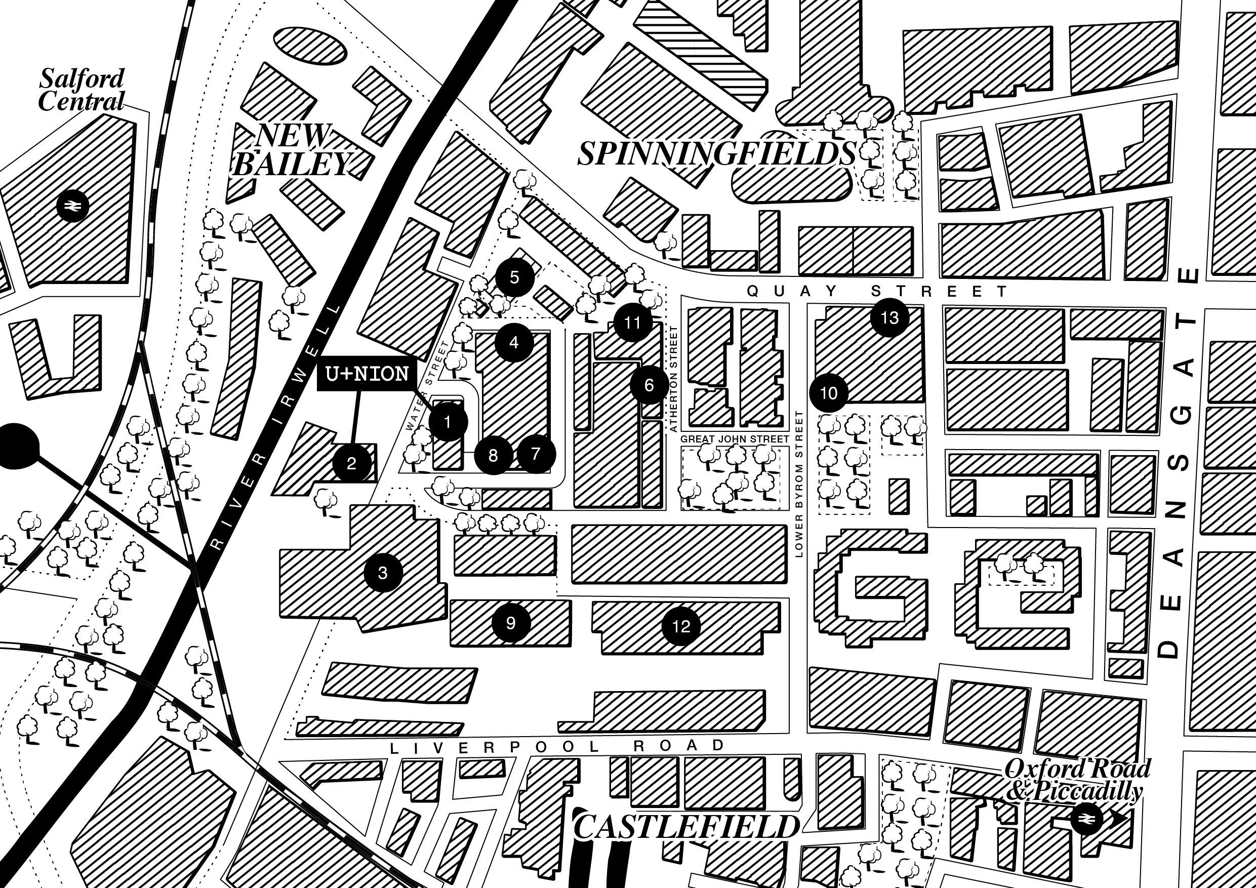 Landmark map of area surrounding union