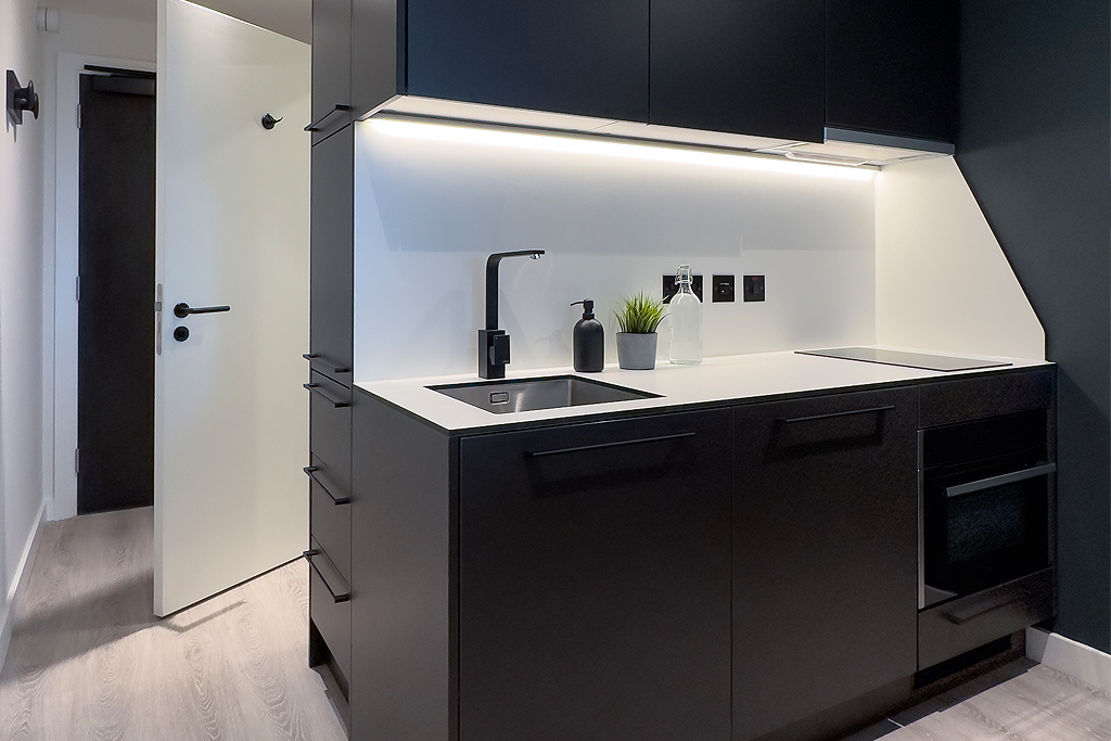 studio apartment kitchen