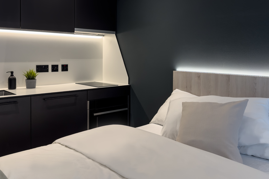 studio apartment bed