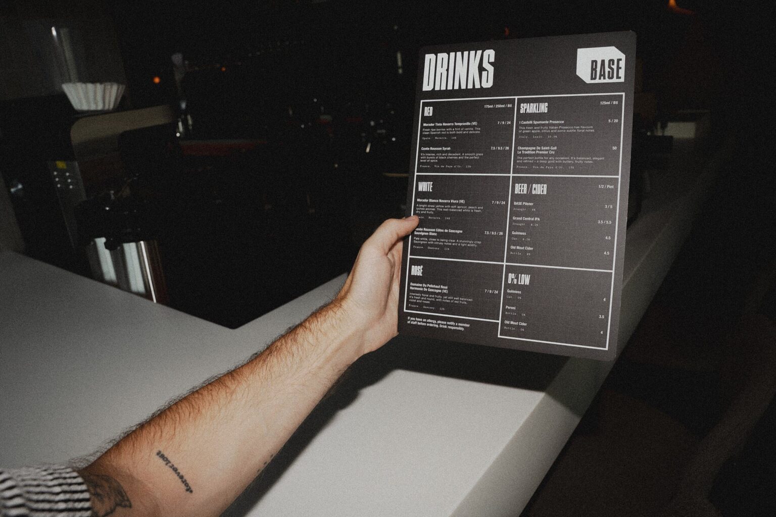 Base Bar Union Menu