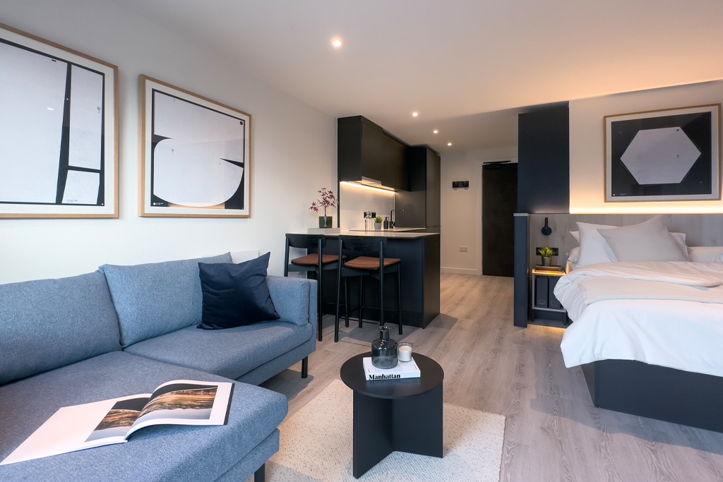 studio apartment living area